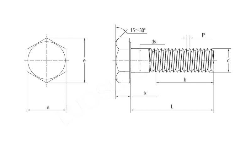 GOST 7798 HEX BOLT DIMENSION CHART DRAWING