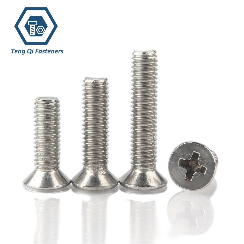 SS304 SS316 Flat Countersunk Head Screws with Cross Recess