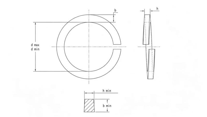 Drawing of ANSI B18.21.1 Helical Spring Lock Washers