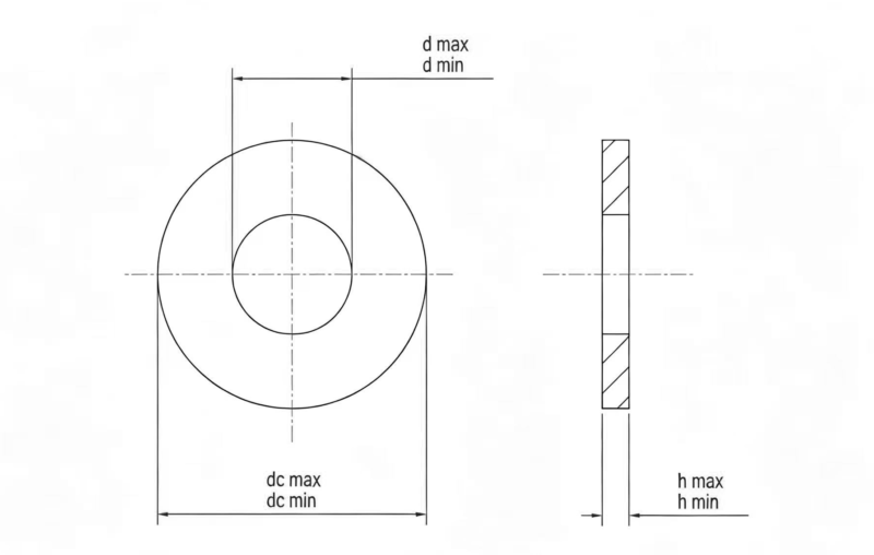 Drawing of ASME B18.21.1 Narrow Size Stainless Steel Plain Washer