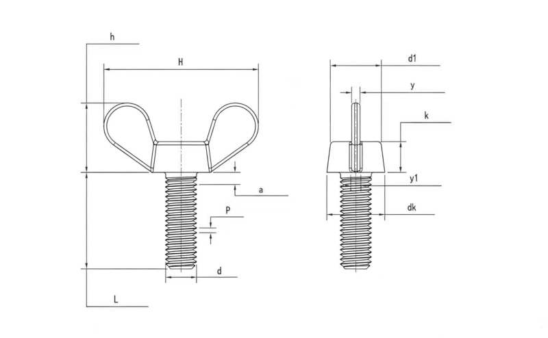 Drawing of DIN 316 Wing Screws