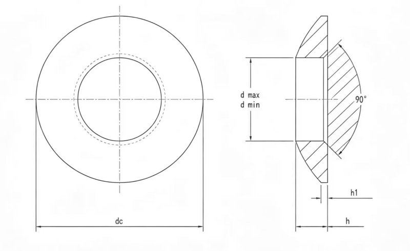 Drawing of DIN6319 Spherical Type Washers