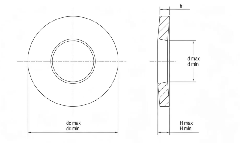 Drawing of DIN6796 Stainless Steel Conical Spring Washers