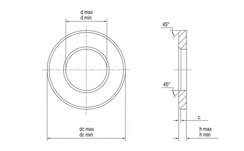 Drawing of DIN6916 Structural Steel HV300 Round Washers