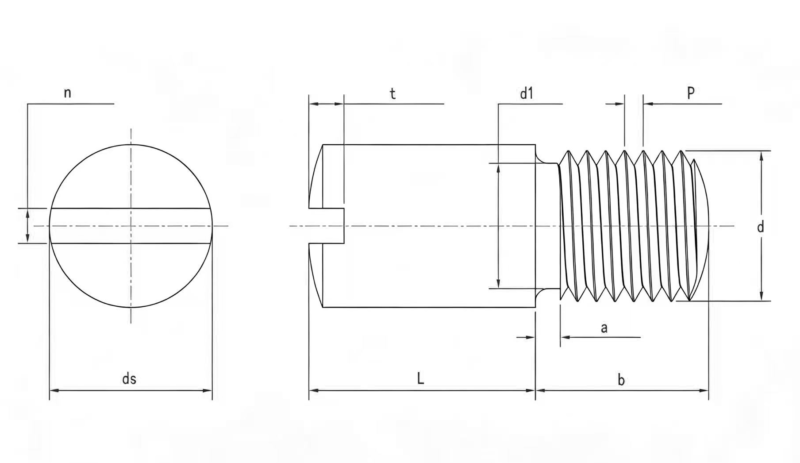 Drawing of GB831 Slotted Shoulder Screws