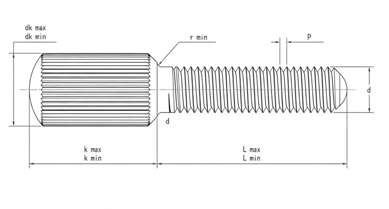 Drawing of GB836 Knurled Screws with Small Head