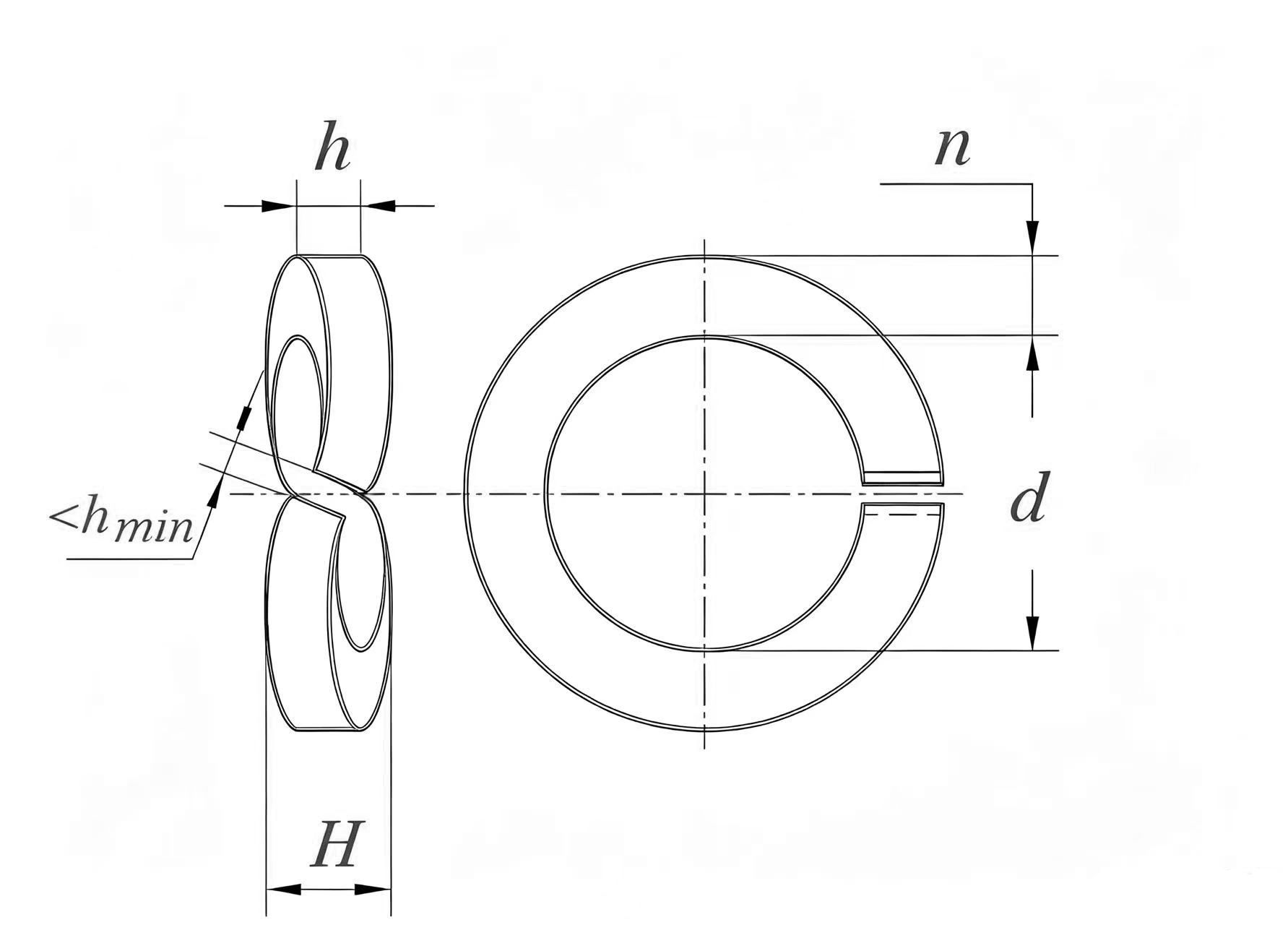 Drawing of Stainless Steel DIN128B Wave Spring Lock Washer