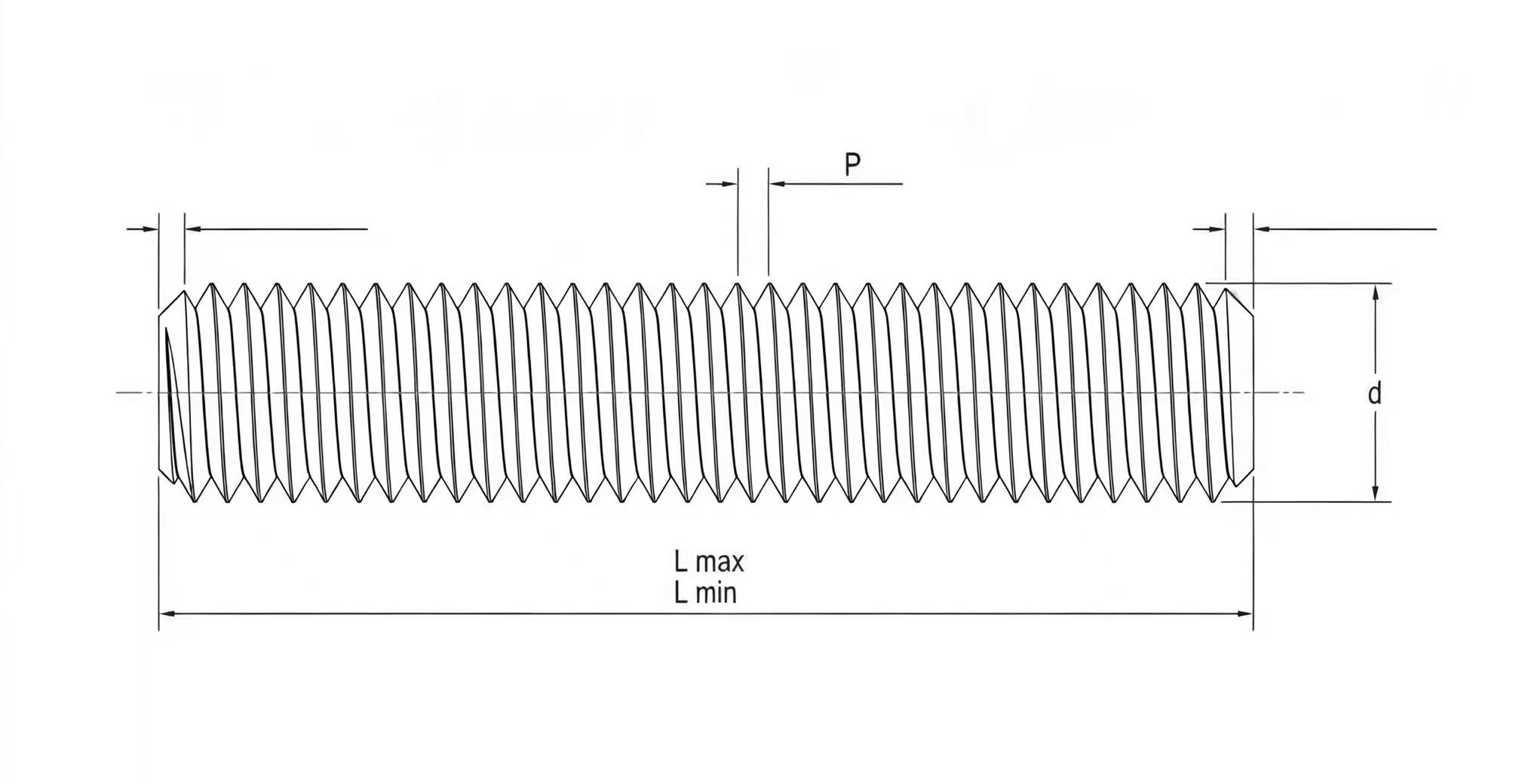 Drawing of A193 B7 Threaded Rods