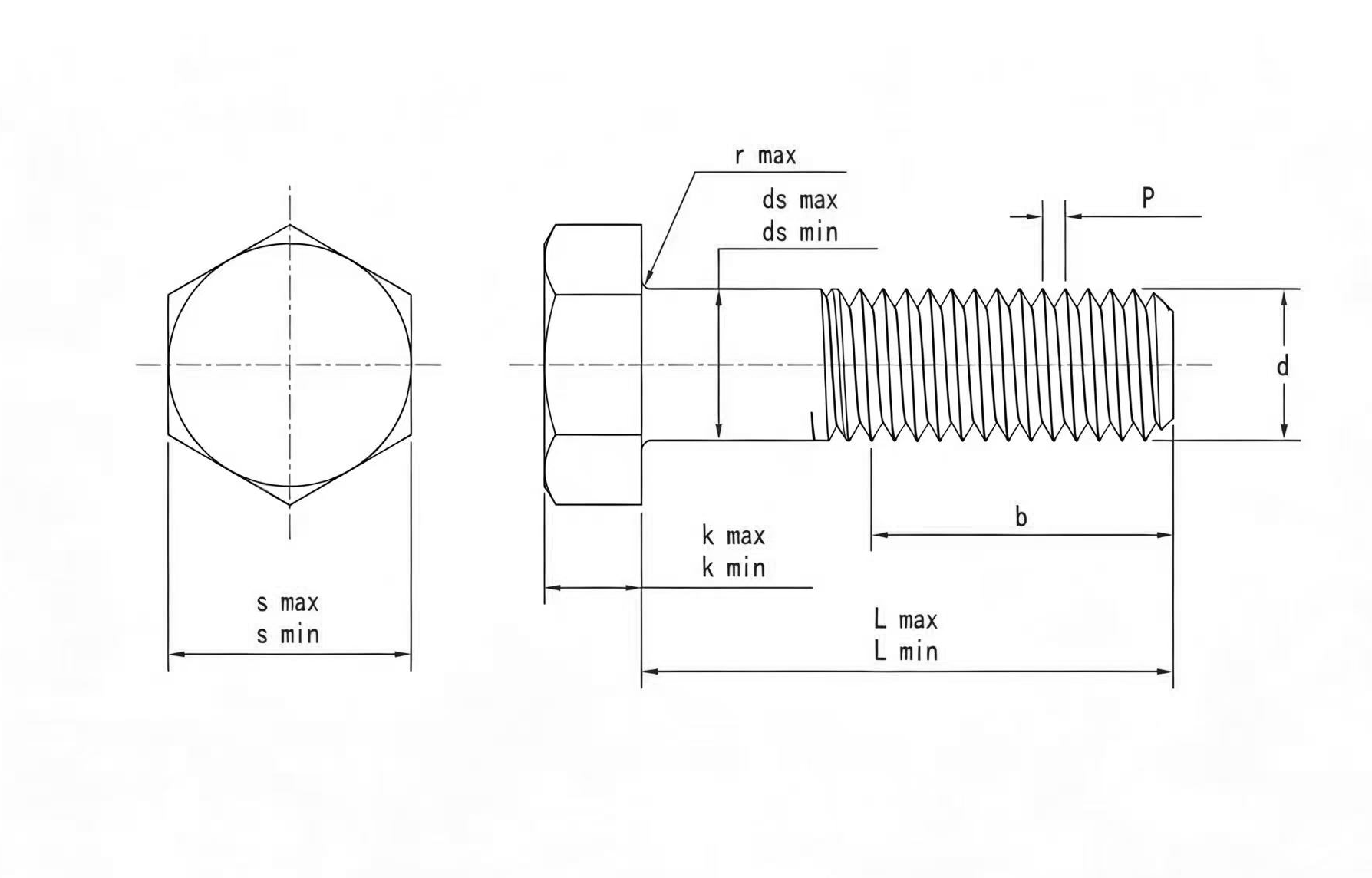 Drawing of A325 Heavy Hex Bolts
