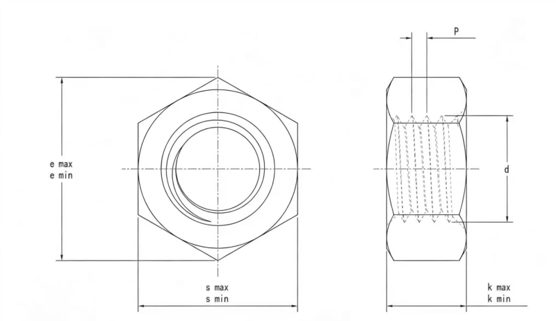 Drawing of A563 Heavy Hex Nut