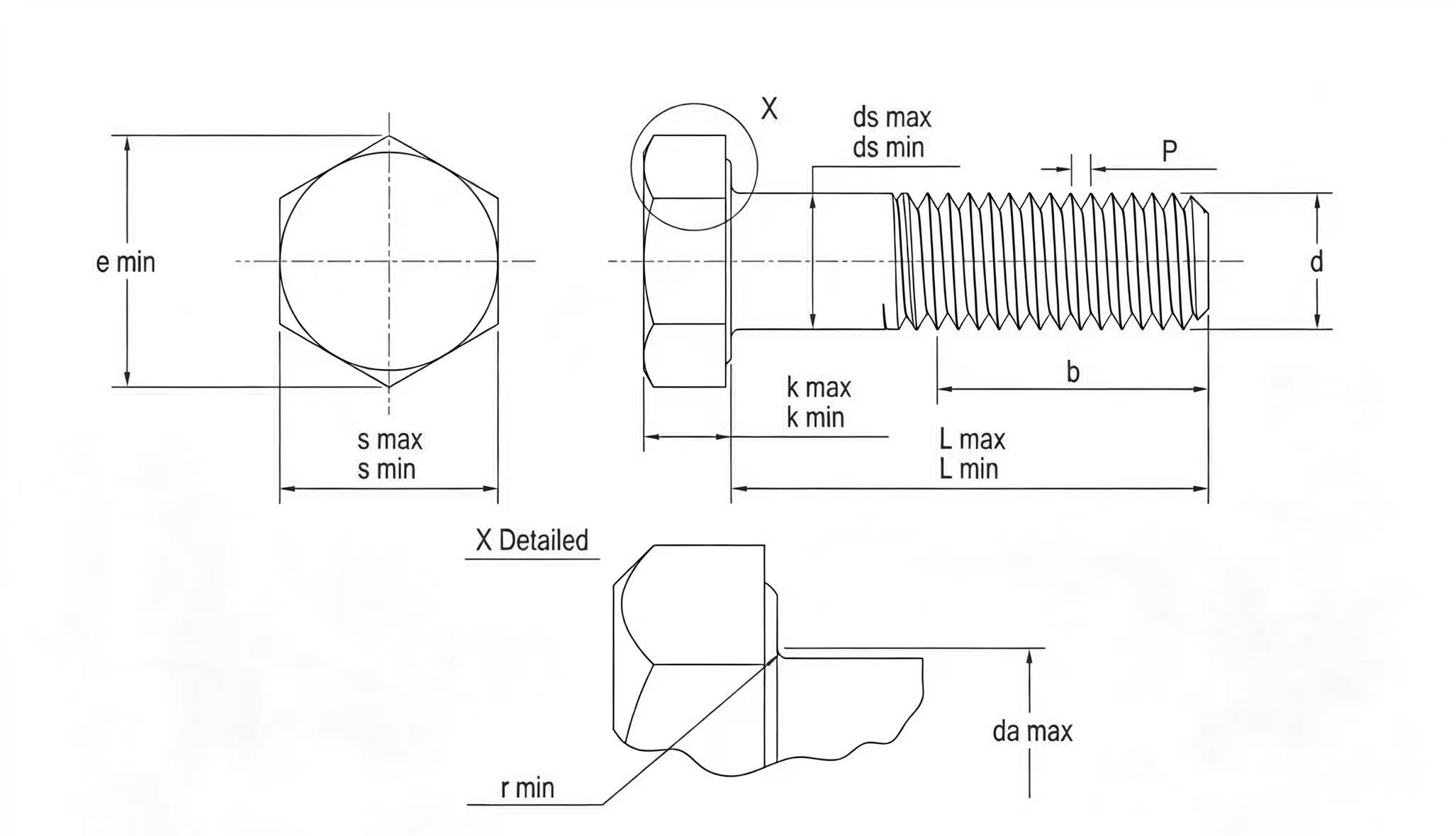 Drawing of AS1252 High-strength structural Hex Bolt