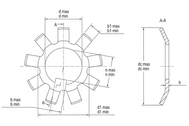 Drawing of DIN5406 Rolling Bearings Stainless Steel Lock Washers