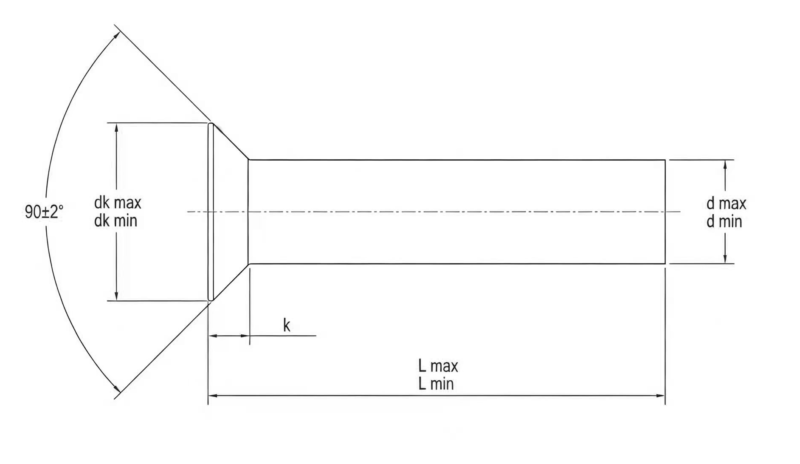 Drawing of GB869 90° Countersunk Head Rivets