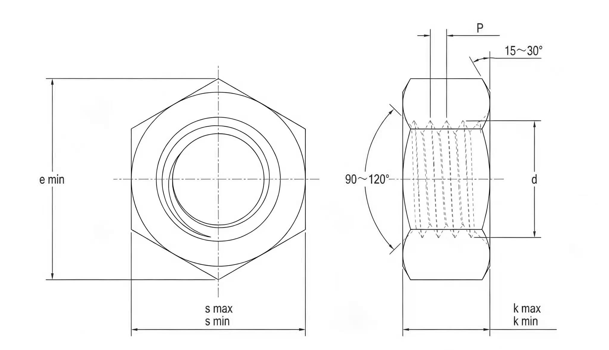 Drawing of ISO4032 Hex Nuts