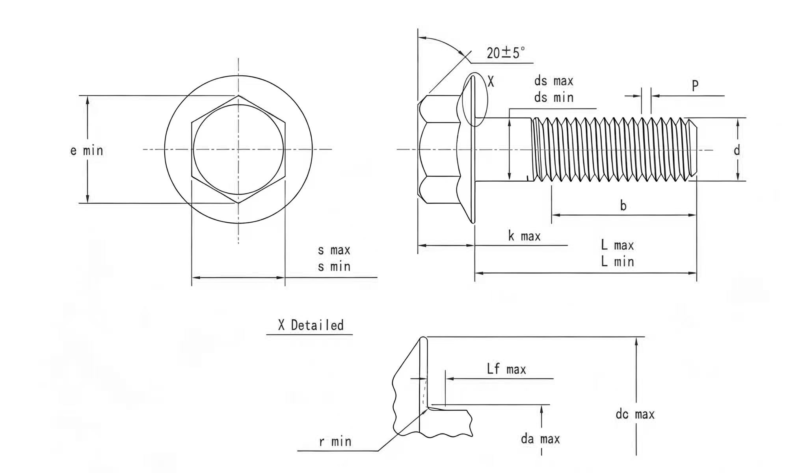 Drawing of JIS B 1189 Flange Bolt