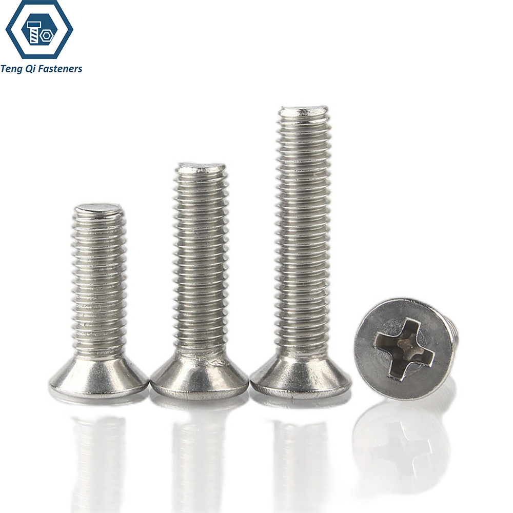 SS304 SS316 Flat Countersunk Head Screws with Cross Recess