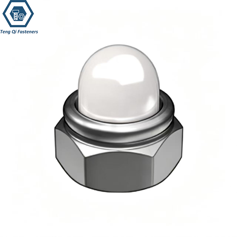 Stainless Steel SS304 DIN986 Hexagon Domed Cap Nonmetallic Insert Nuts Stainless Steel DIN986 Hexagon Domed Cap Nonmetallic Insert Nuts