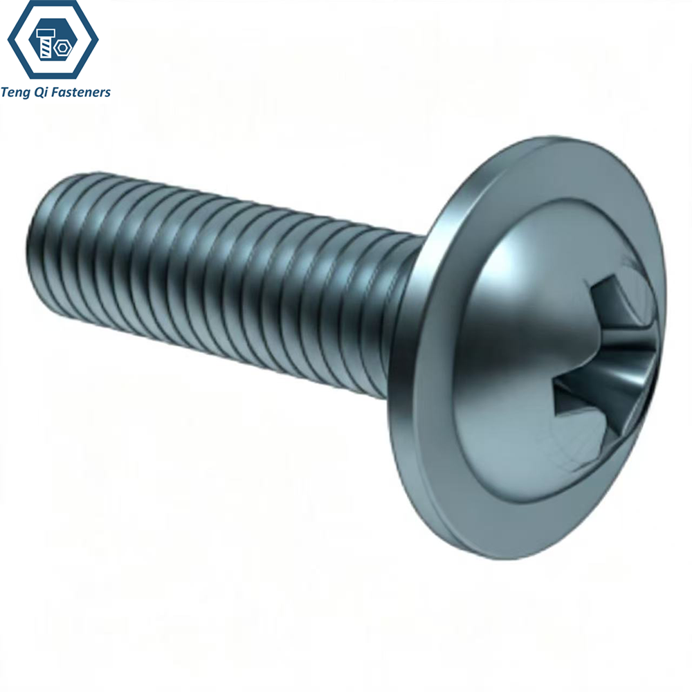 Zinc Plated DIN967 Pan Head Screws with Collar Phillips Flange Screws