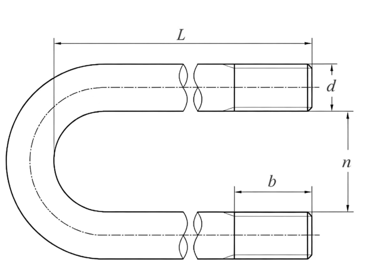Drawing of ASME B 18.31.5 U-Bolts