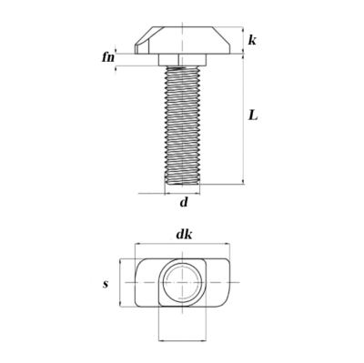 Drawing of Aluminum Profile T-Bolts