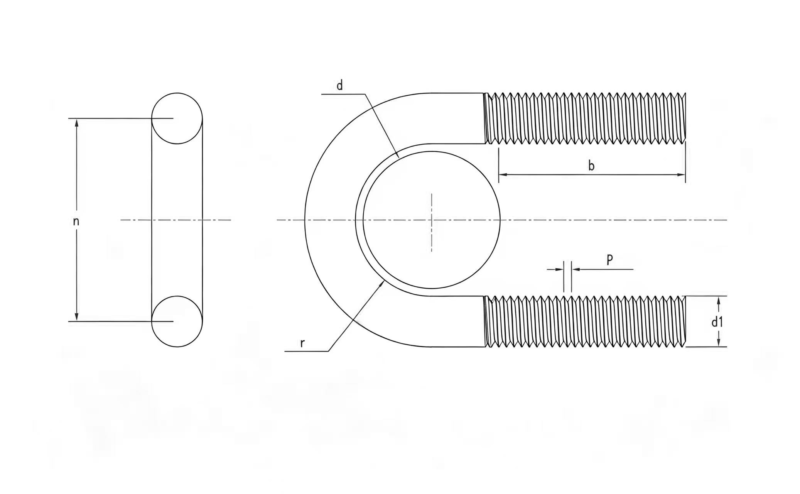 Drawing of DIN 3570 U Bolts