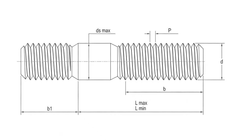 Drawing of DIN939 Stud Bolts