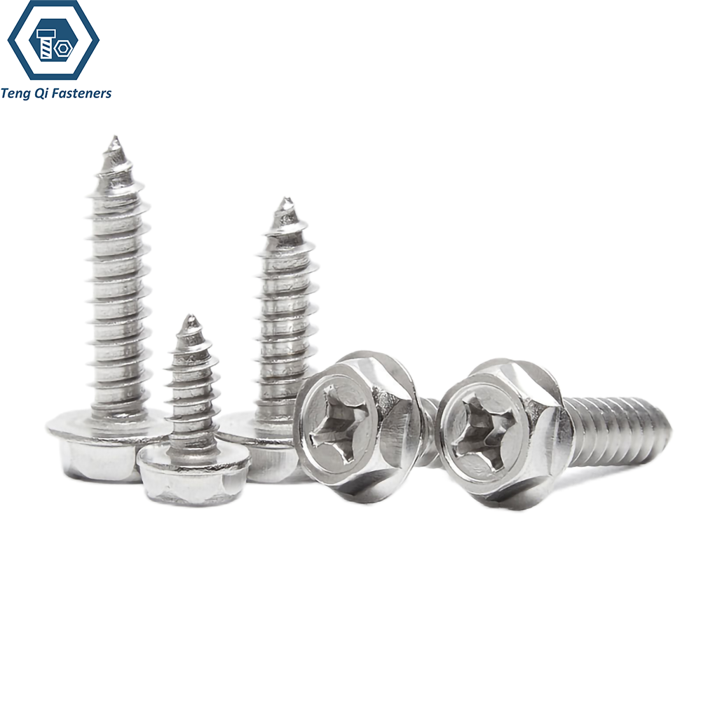 ASME B18.6.3 Phillips Hex Collar Self Tapping Screws