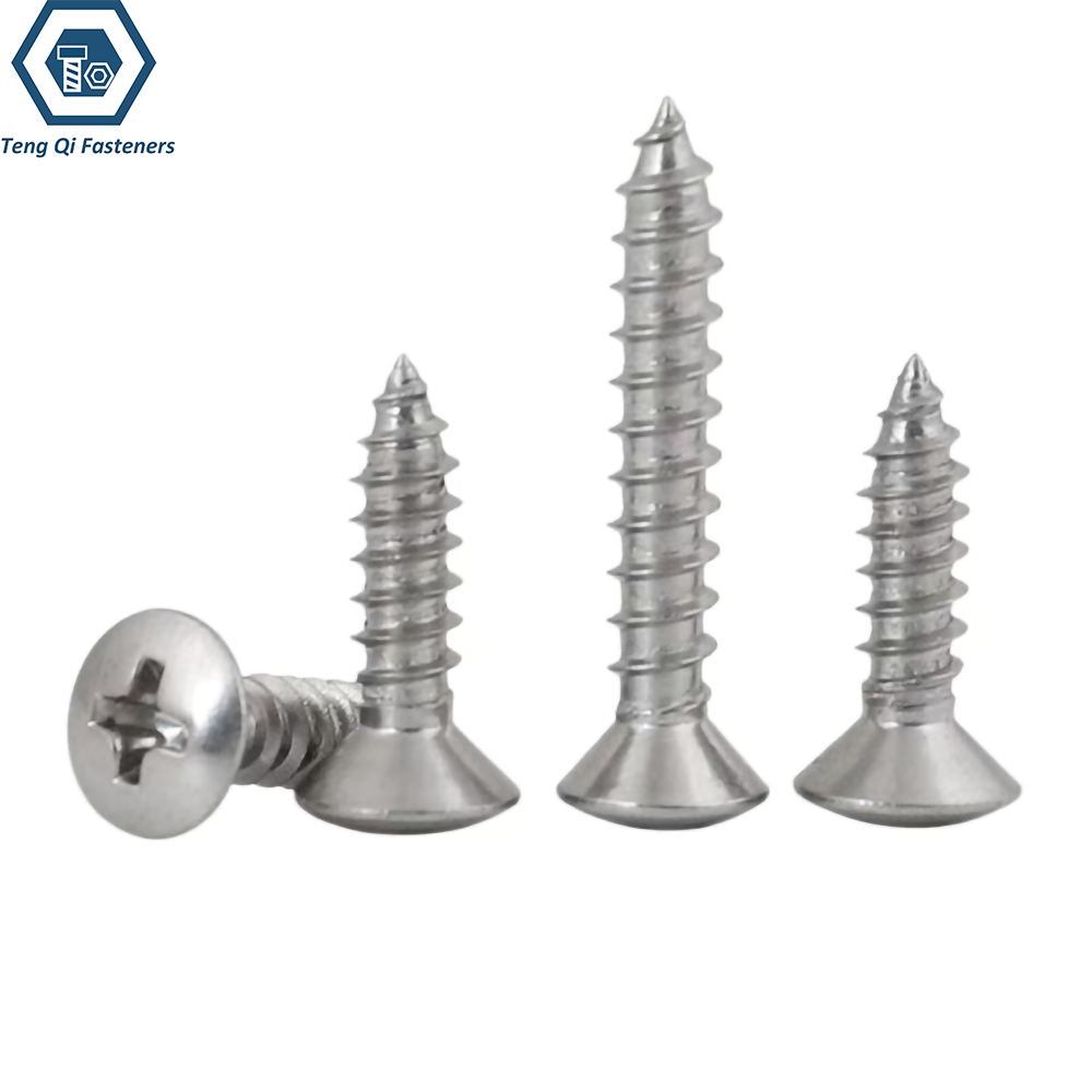 ASME B18.6.3 Phillips Raised Countersunk Head Tapping Screw Stainless Steel