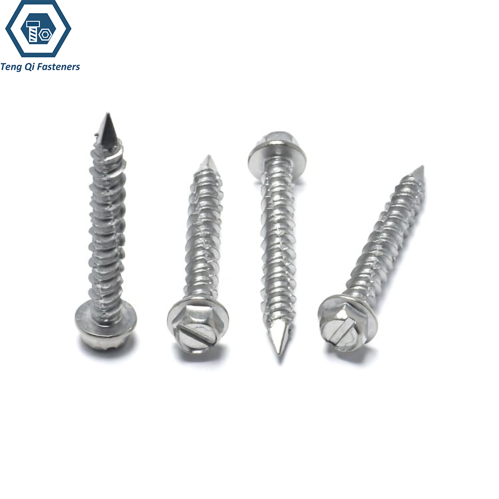 ASME B18.6.3 Slotted Hex Collar Self Tapping Screw Stainless Steel