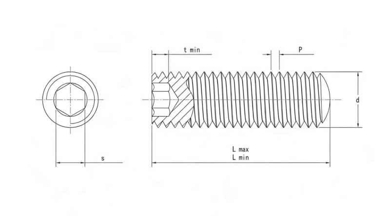 Drawing ASME B18.3 Oval Point Socket Set Screws