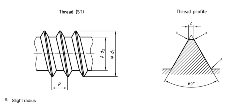 ISO1478 Self Tapping Thread Dimensions